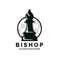 Bishop chess logo design vector illustration