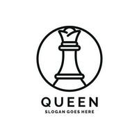 Queen chess logo design vector illustration