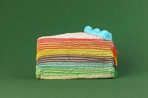 Rainbow crepe layer cake photo