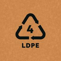 ldpe 4 4 el plastico reciclar símbolo icono vector