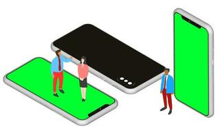 realistic isometric phone mockup. smartphone set in a cellular concept offers a modern and professional look. high quality 3D vector illustrations for app and web presentations