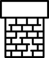 Brick chimney icon or symbol in black line art. vector