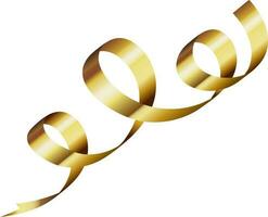 Shiny golden curly ribbon on white background. vector