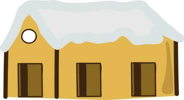 Illustration of brown hut cover with white snow. vector