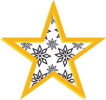 Snowflake decorated star in yellow color. vector