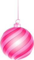 Shiny pink bauble in stripe design. vector