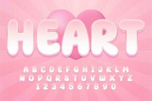 decorative editable heart text effect vector design