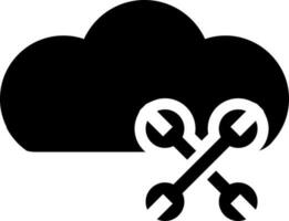 nube red mantenimiento icono en plano estilo. vector