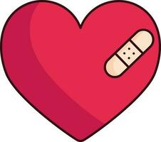 Red Broken Heart with Bandaid, vector