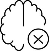 Remove brain or human delete memory icon in line art. vector