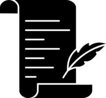 Document  with feather icon or symbol. vector