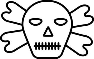 Skull with crossbones in black line art. Danger or alert icon. vector