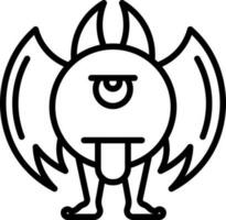 Flat style monster teasing icon in black line art. vector