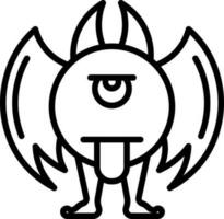 Flat style monster teasing icon in black line art. vector