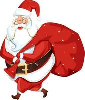 Illustration of santa claus carrying gifts sack. vector