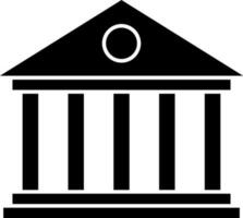Historical building outline with column flat icon. vector