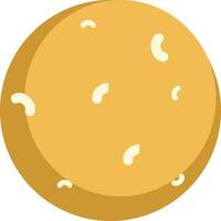 Cashew biscuits or cookies icon in yellow color. vector