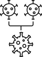 Black Thin Line Art Illustration Of Virus Mutation Icon. vector