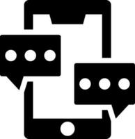 Chatting from smartphon glyph icon. vector