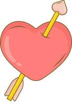 Arrow Hit Heart Icon In Peach And Yellow Color. vector