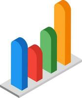 Isometric colorful bar graph in different color. vector