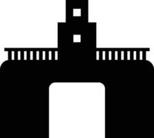 Glyph icon or symbol of bridge in flat style. vector