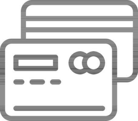 Black Line Art Illustration of Credit or Debit Card Icon.