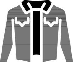 Denim Jacket Icon In Black And White Color. vector