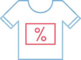 Discount T-Shirt Icon in Thin Line Art. vector