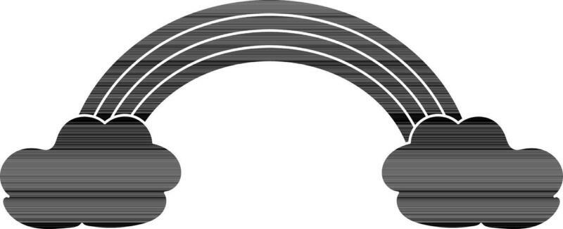 Glyph Rainbow With Cloud Icon In Flat Style.