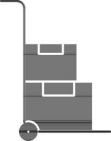 negro y blanco color empujar carro con caja icono. vector