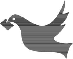 pájaro entregando letra icono en negro color. vector