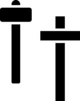 tornillo tornillo con martillo icono en negro y blanco color. vector