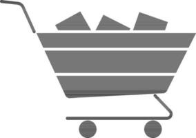 Flat Style Shopping Cart Icon In Black And White Color. vector