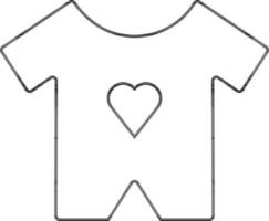 Baby Bodysuit Or Romper Icon In Thin Line Art. vector