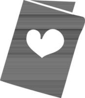 ilustración de amor tarjeta icono en negro y blanco color. vector