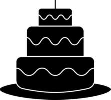 Flat Style Cake Icon In Black And White Color. vector