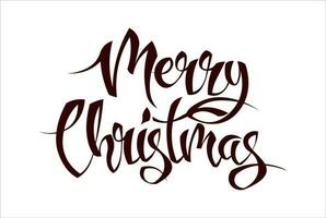 Merry Christmas handwritten lettering. Calligraphic lettering card design template. Holiday illustration vector element.