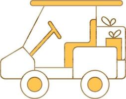 Delivery Ricksaw Or Vehicle Icon In Yellow And White Color. vector