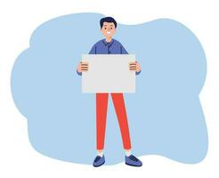 casual man holding blank paper vector