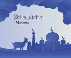 happy eid al adha greeting blue grey background islamic social media banner vector