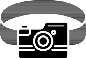 Photo Camera Icon In Black And White Color. vector