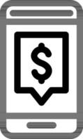 Money Message in Smartphone Line Art Icon for Online Transaction or Payment. vector