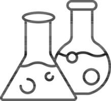 Chemical Flask Icon In Thin Line Art. vector