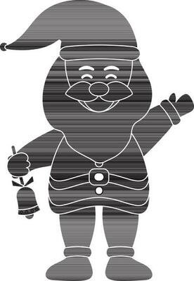 Glyph Illustration Of Santa Claus Holding Jingle Bell.