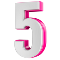 número 5 Rosa 3d render png