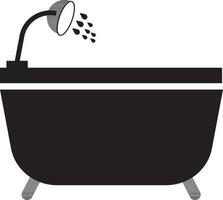 Black shower with bathtub. vector