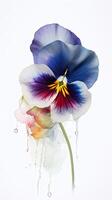 A Beautiful Soft Color Pansy Flower Drawing Vertical Template or Card. . photo