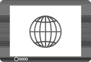 plano estilo ilustración de global en tableta. vector