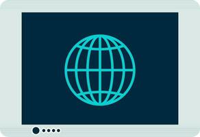 Flat style illustration of global in tablet. vector